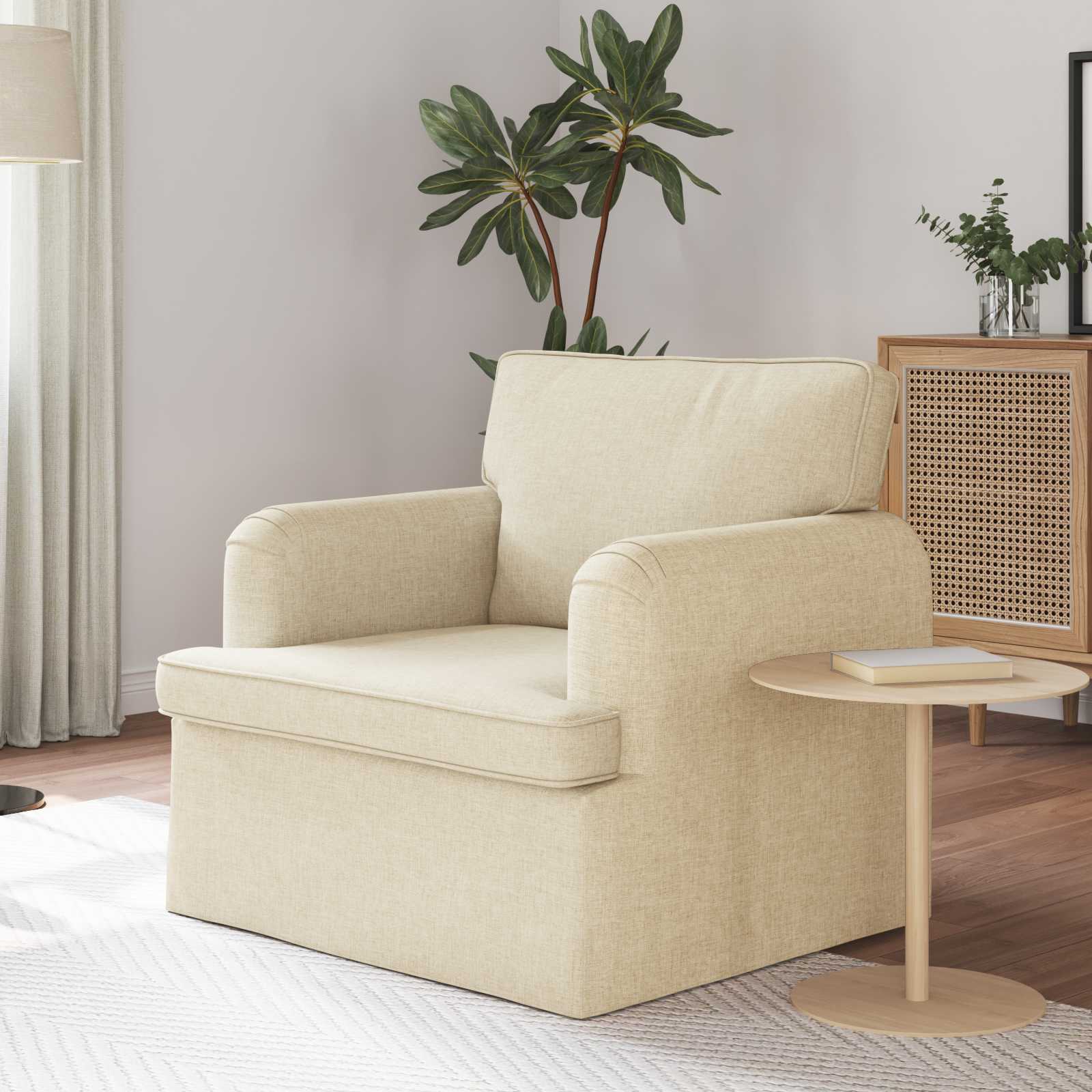 Divano Crema 142 X 80 X 85 Cm Metallo