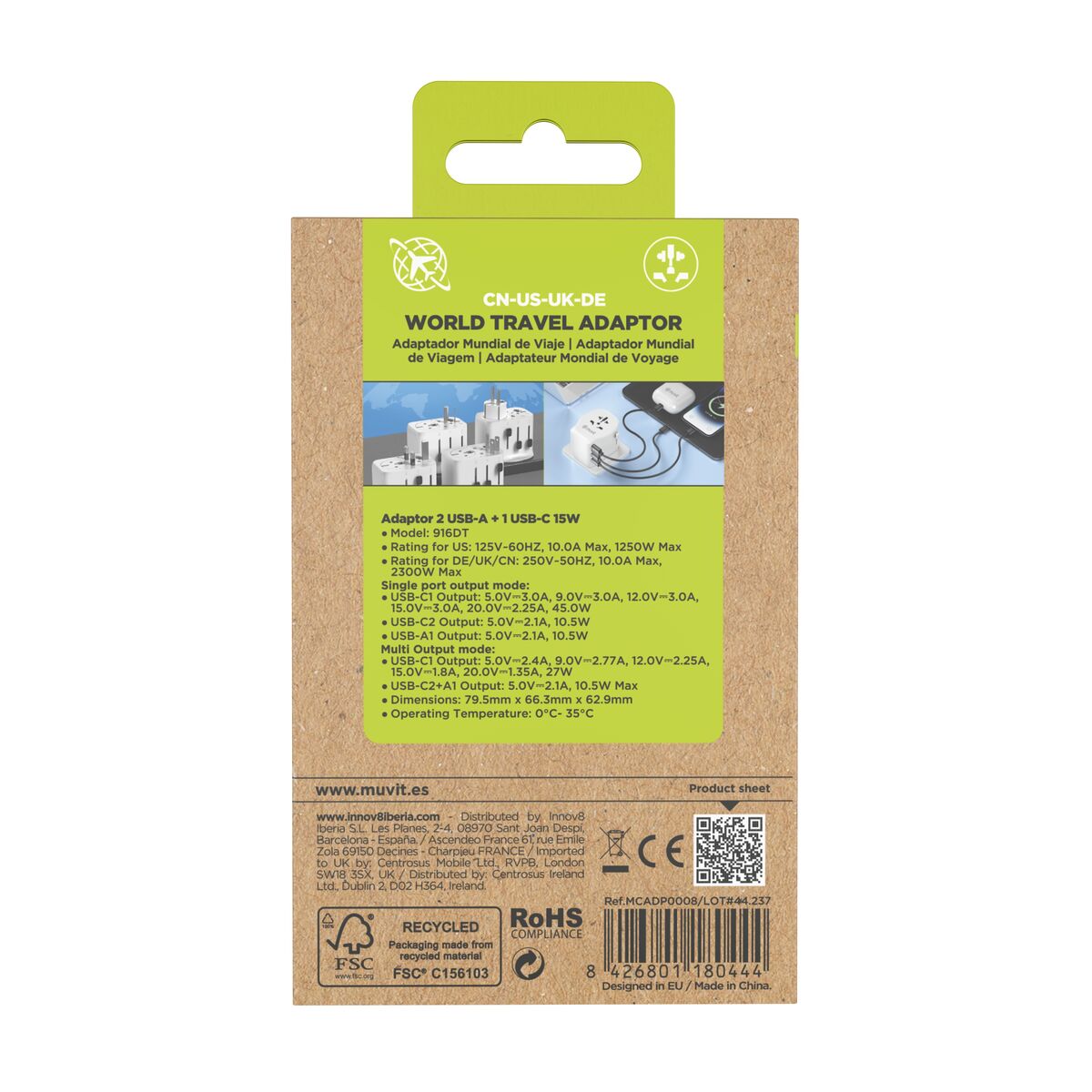 Adattore Con Prese Muvit For Change Plastica 45 W - Image 3