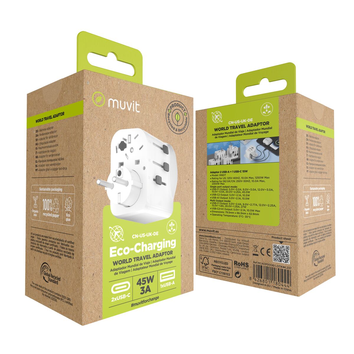 Adattore Con Prese Muvit For Change Plastica 45 W - Image 4