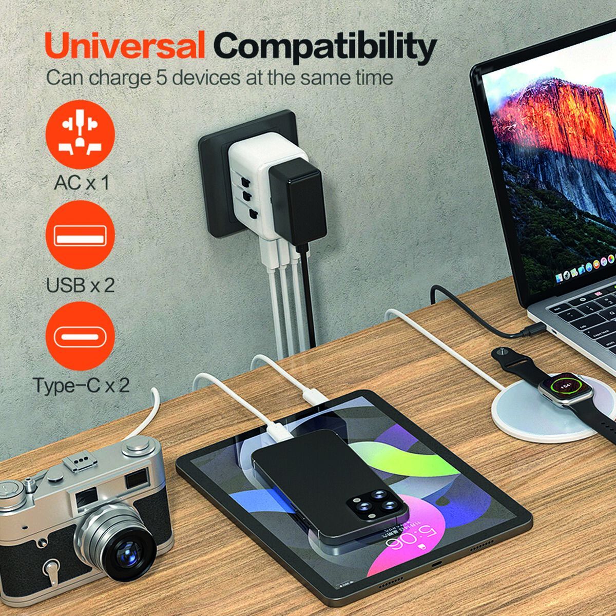 Adattore Con Prese Scape Travel 621uc Plastica - Image 5