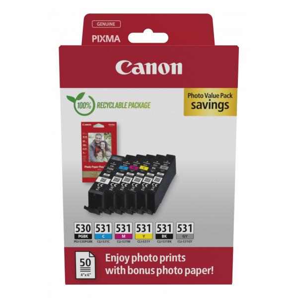 Canon PgI-530/clI-531 Pgbk/c/m/y/bk/gy Photo Value Pack