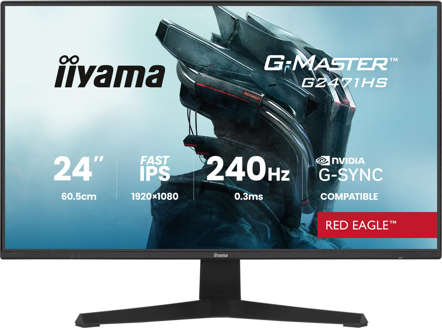 Iiyama G-Master G2471hS-B1 Red Eagle GaminG-Monitor 60.5 Cm (23.8 Zoll), Schwarz (matt), Fullhd, FasT-Ips, Hdmi, Dp, G-Sync Komp., 240hz Panel (g2471