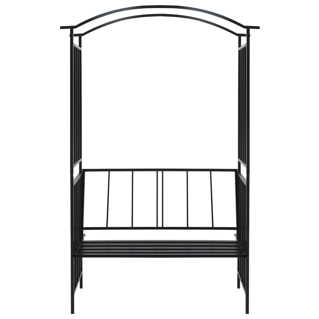 Arco Da Giardino Con Panca Nero 128x50x207 Cm In Ferro