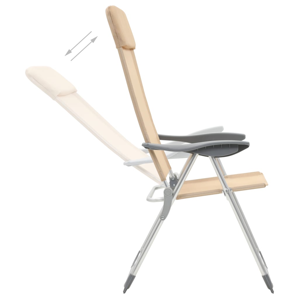 Sedie Pieghevoli Da Campeggio 4 Pz In Alluminio Crema