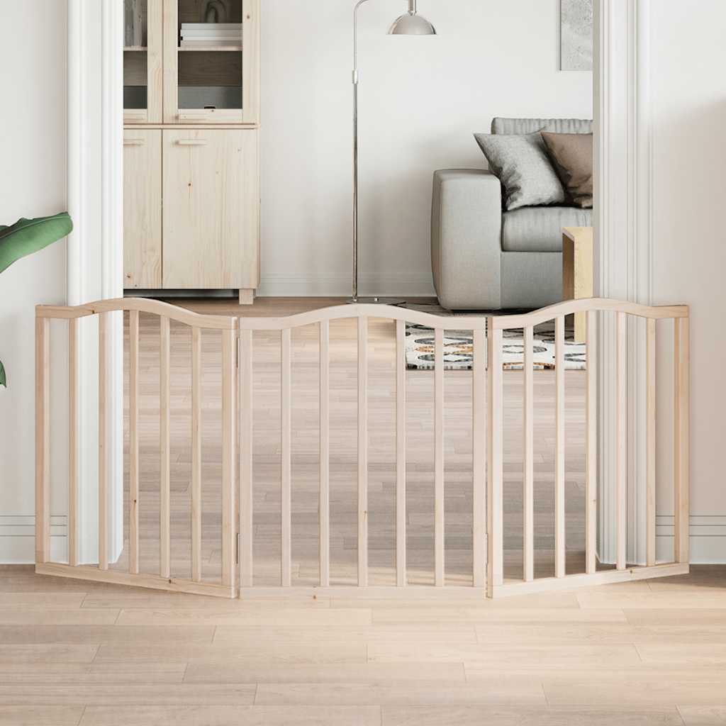 Cancello Per Cani Pieghevole 3 Pannelli 150 Cm Legno Di Pioppo