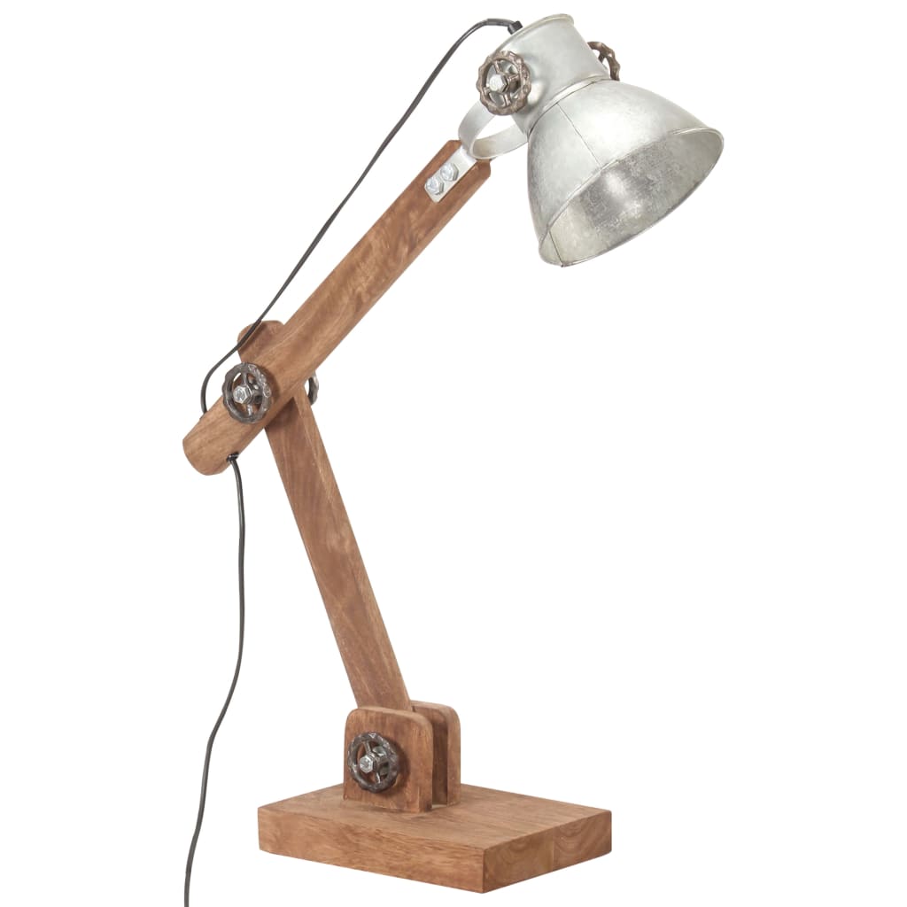 Lampada Da Scrivania Industriale Argento Rotonda 58x18x90cm E27