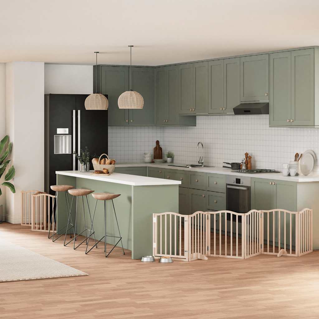 Cancello Per Cani Con Porta Pieghevole 9 Pannelli 450 Cm Pioppo