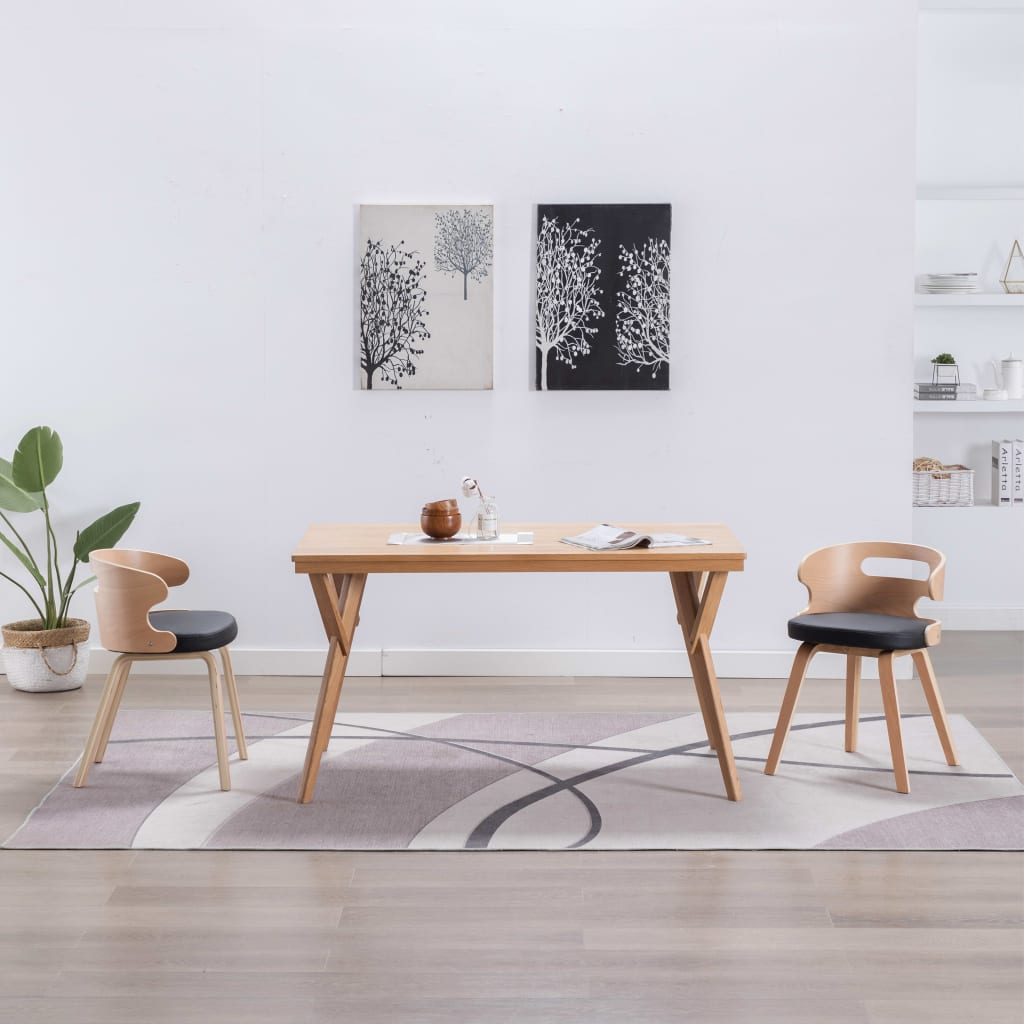Sedie Da Pranzo 2 Pz Nere In Legno Curvato E Similpelle