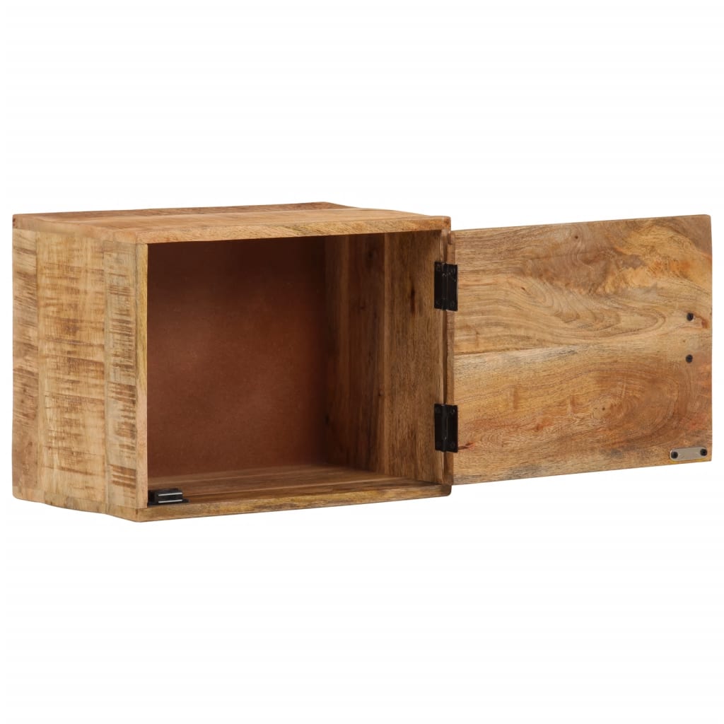 Comodino A Parete 40x30x25 Cm In Legno Massello Di Mango
