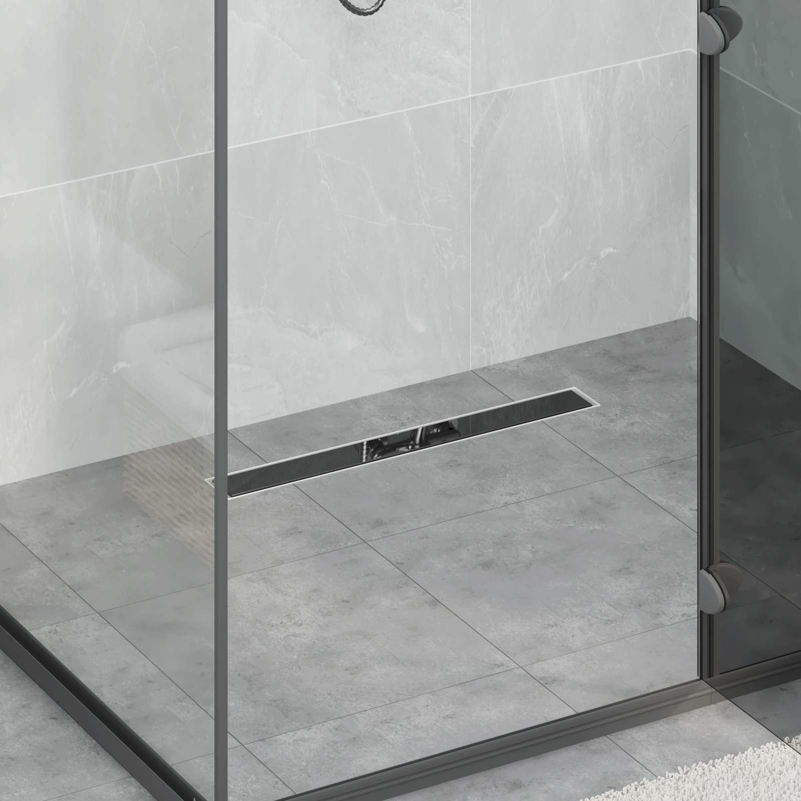 Scarico Doccia Con Copertura In Vetro E Sifone A 360° 60 cm
