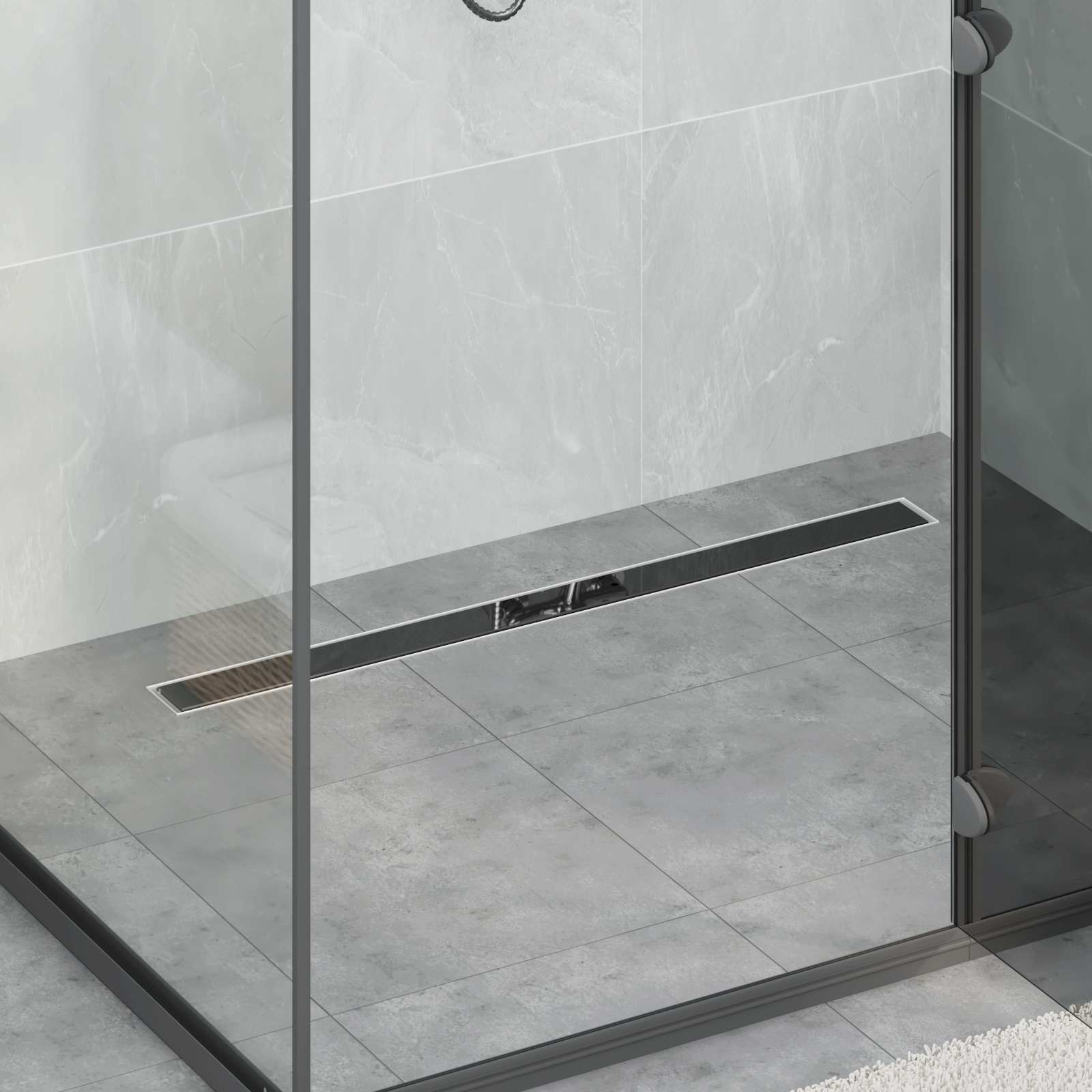 Scarico Doccia Con Copertura In Vetro E Sifone A 360° 90 cm