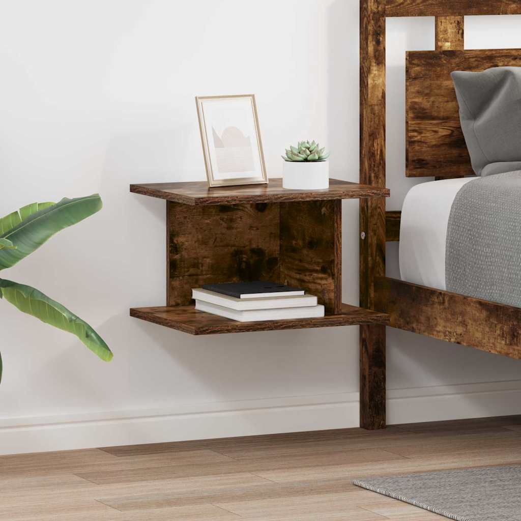 Comodino 2 Pcs Rovere Fumé 40 X 30 X 25 Cm Legno Multistrato