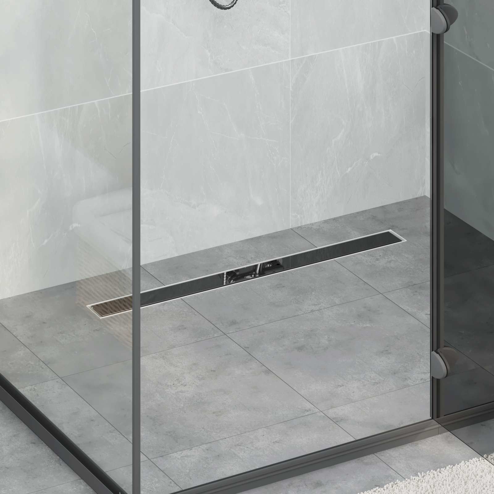 Scarico Doccia Con Copertura In Vetro E Sifone A 360° 80 cm