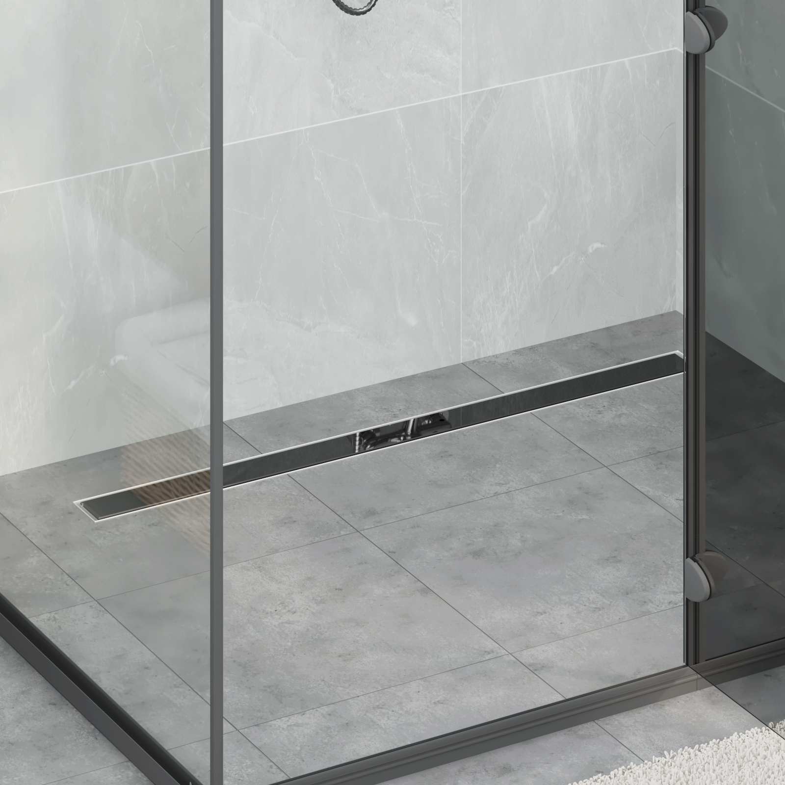Scarico Doccia Con Copertura In Vetro E Sifone A 360° 100 cm