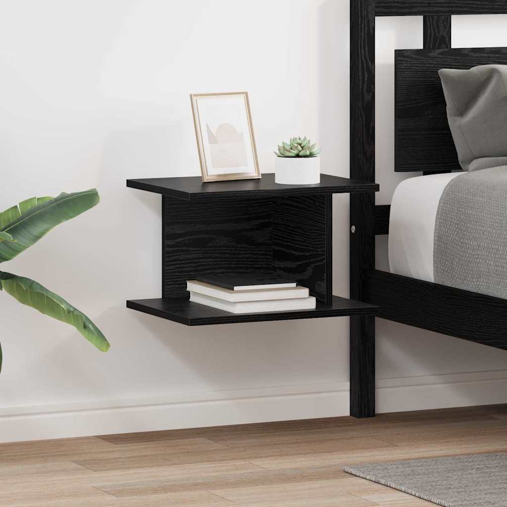 Comodino 2 Pcs Rovere Nero 40 X 30 X 25 Cm Legno Multistrato