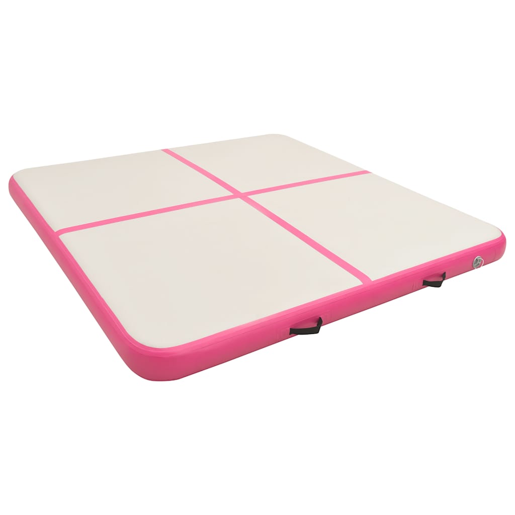Tappetino Ginnastica Gonfiabile Con Pompa 200x200x15cm Pvc Rosa - Image 3