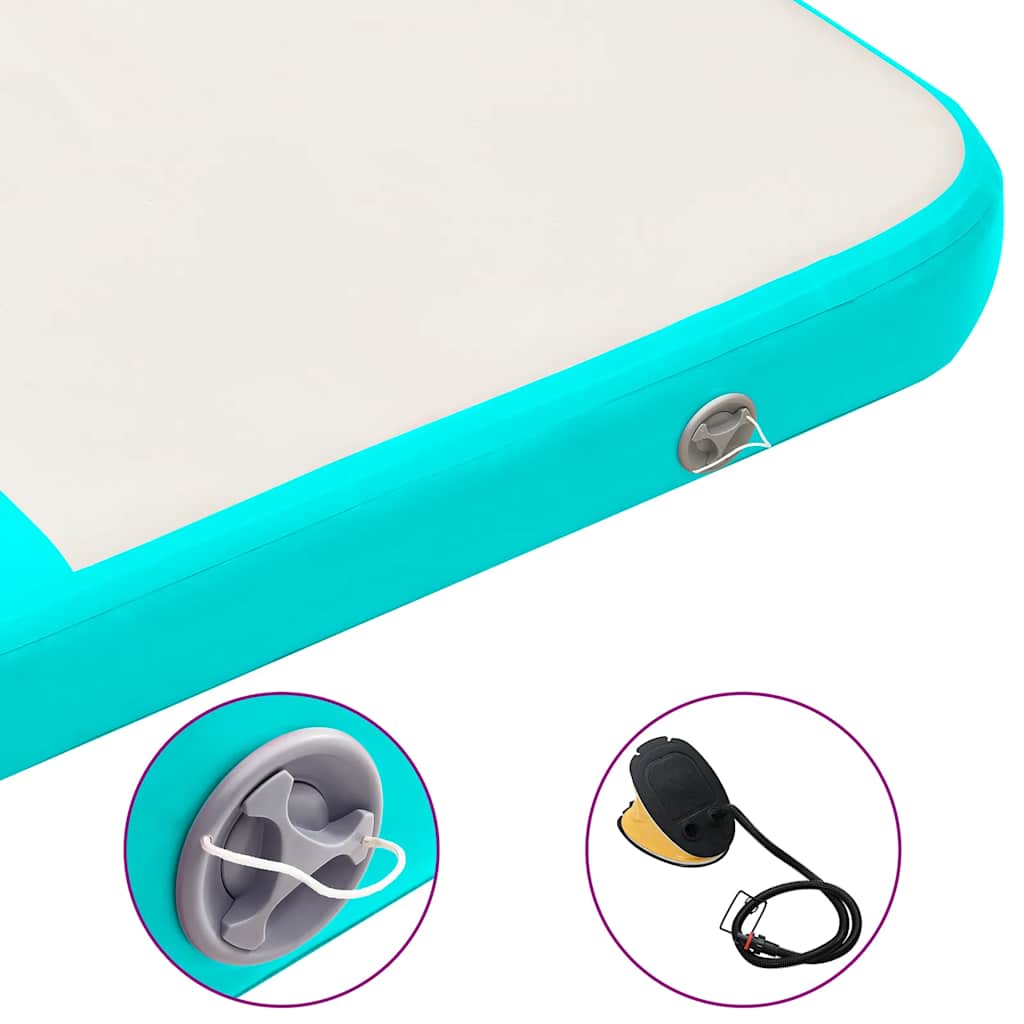 Tappetino Ginnastica Gonfiabile E Pompa 200x200x10 Cm Pvc Verde - Image 5