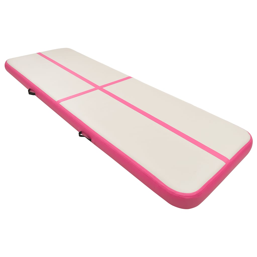Tappetino Ginnastica Gonfiabile Con Pompa 500x100x15cm Pvc Rosa