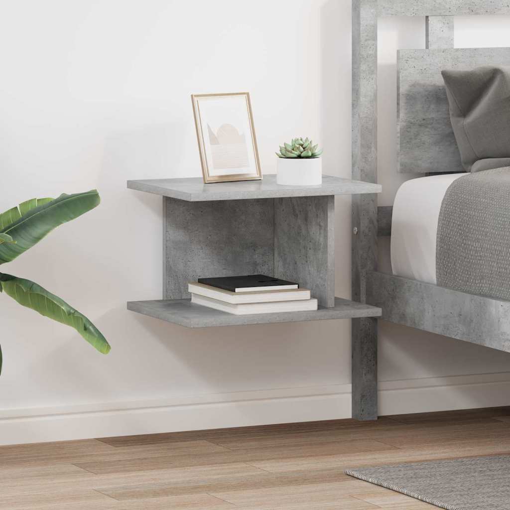 Comodino 2 Pcs Grigio Cemento 40 X 30 X 25 Cm Legno Multistrato