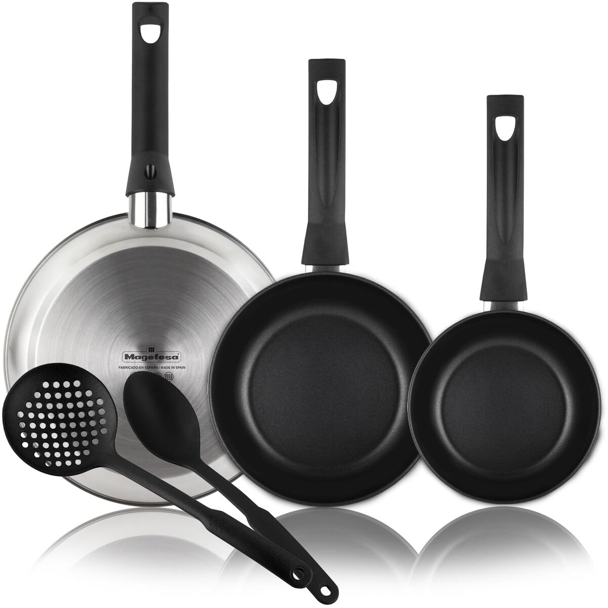 Padella Magefesa Argentato Acciaio Inossidabile Ø 24 Cm Ø 20 Cm Ø 28 Cm 3 Pezzi (3 Unità)