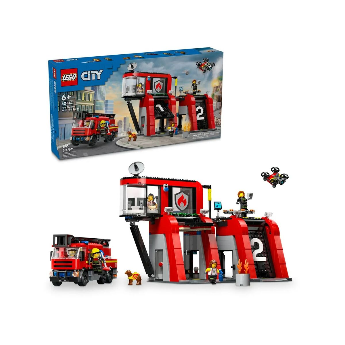 Playset Lego 60414 Fire Station With Fire Engine