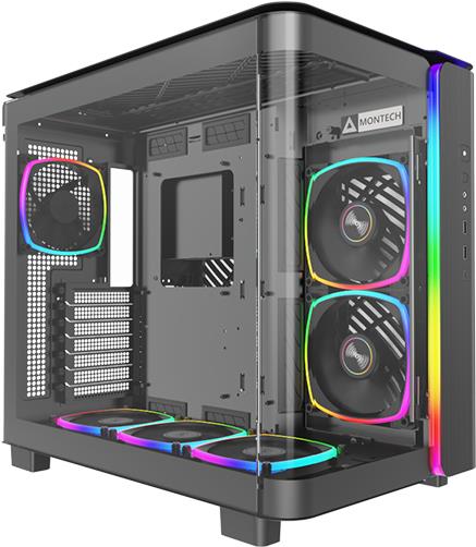 Montech King 95 Pro MidI-Tower Tempered Glass Argb - Schwarz - Gut Ausgestatteter MidI-Tower - Vorderseite Und Seitenteil Aus Tempered Glass - Linkes