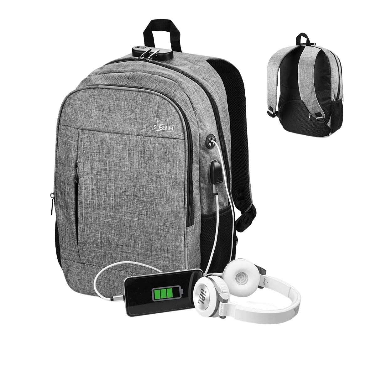Zaino Per Pc Portatile E Tablet Con Uscita Usb Subblim SuB-BP-1ul0001 Grigio