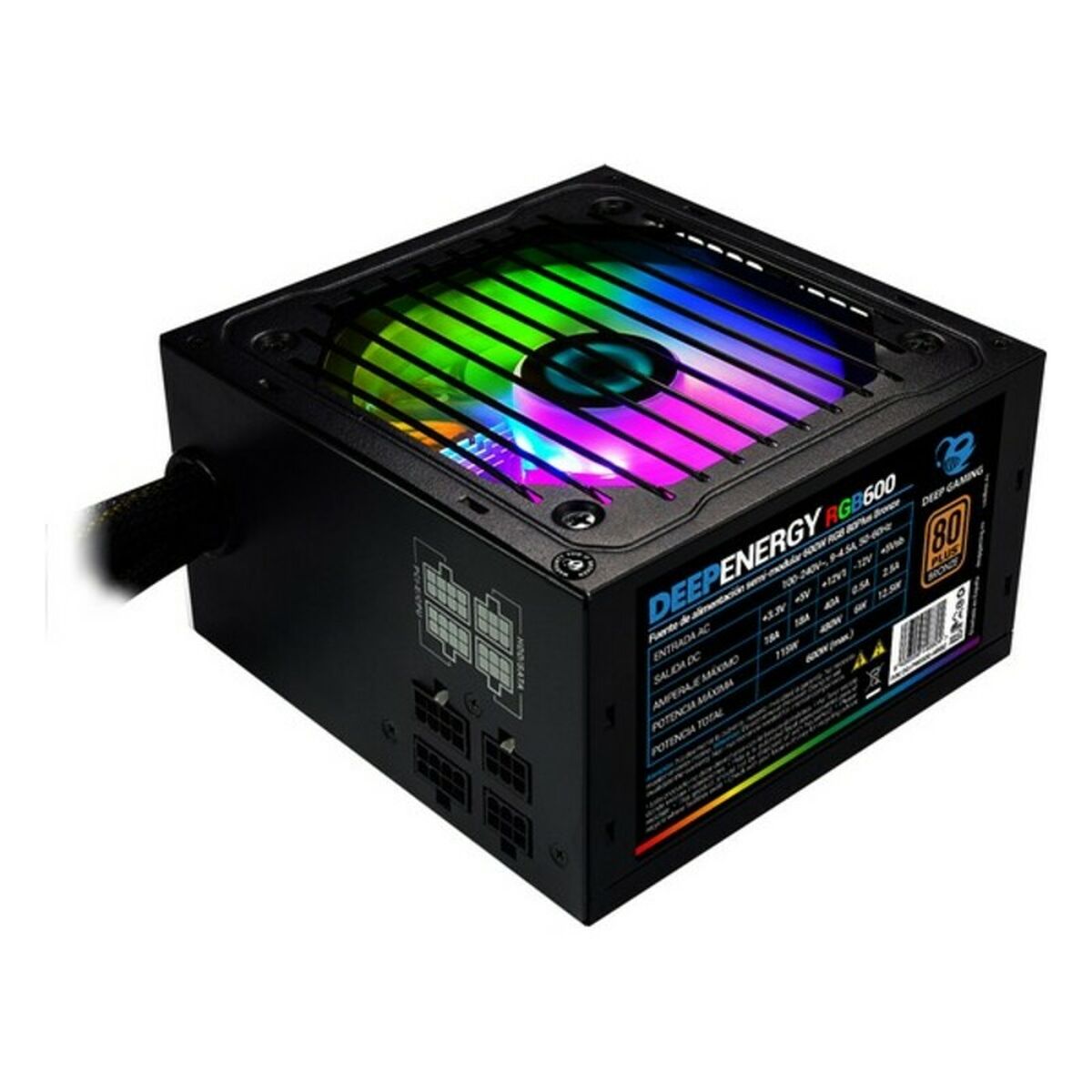 Fonte Di Alimentazione Coolbox DG-Pws600-Mrbz Atx 600w Rgb Nero Ø 12 Cm X 1