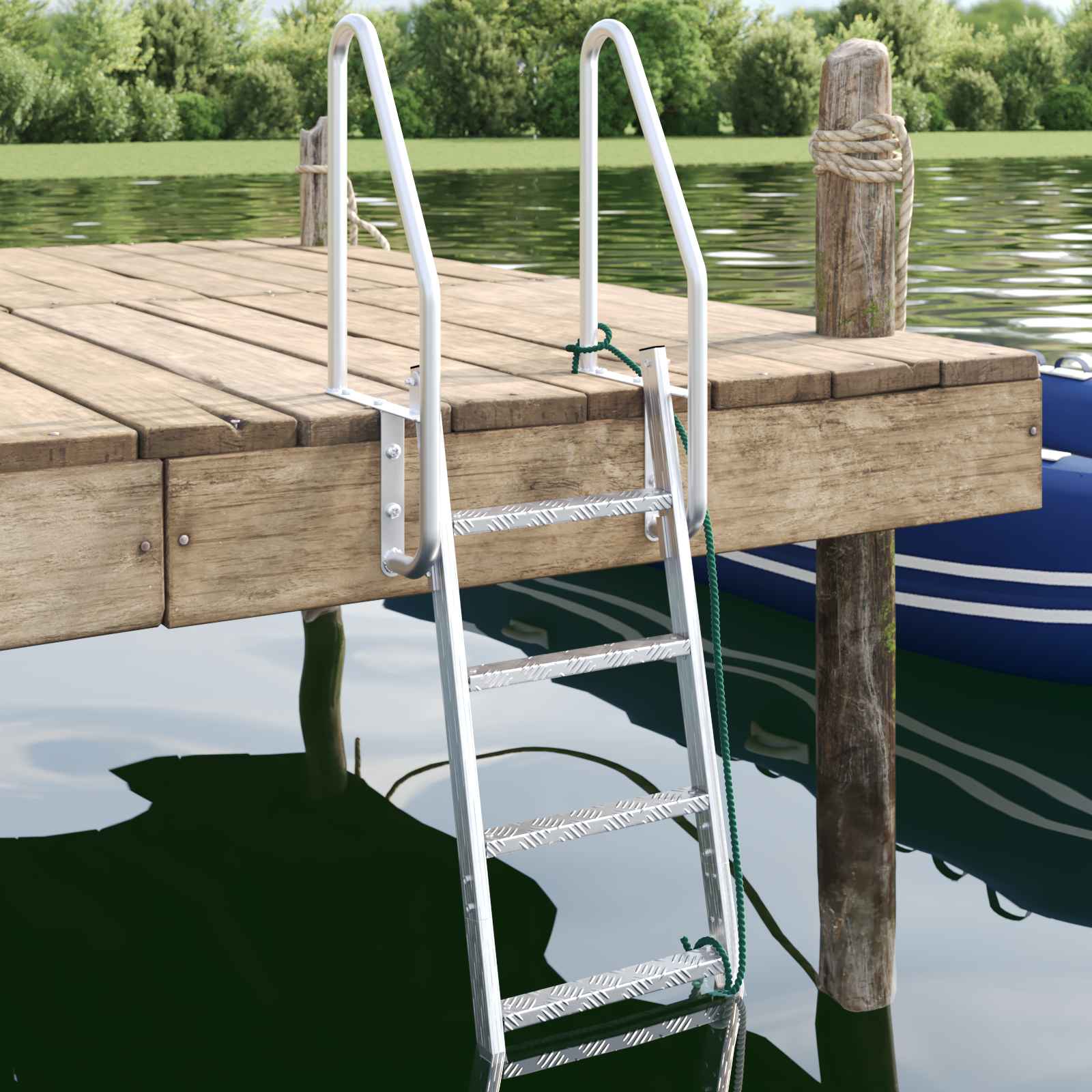 Scala Da Dock A 4 Gradini Argento 58 X 77 X 166 Cm Alluminio