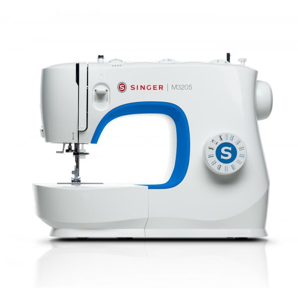 Singer M3205, Blau, Weiß, Halbautomatische Nähmaschine, Nähen, 4 Step, Leiter, Drehregler, Elektro