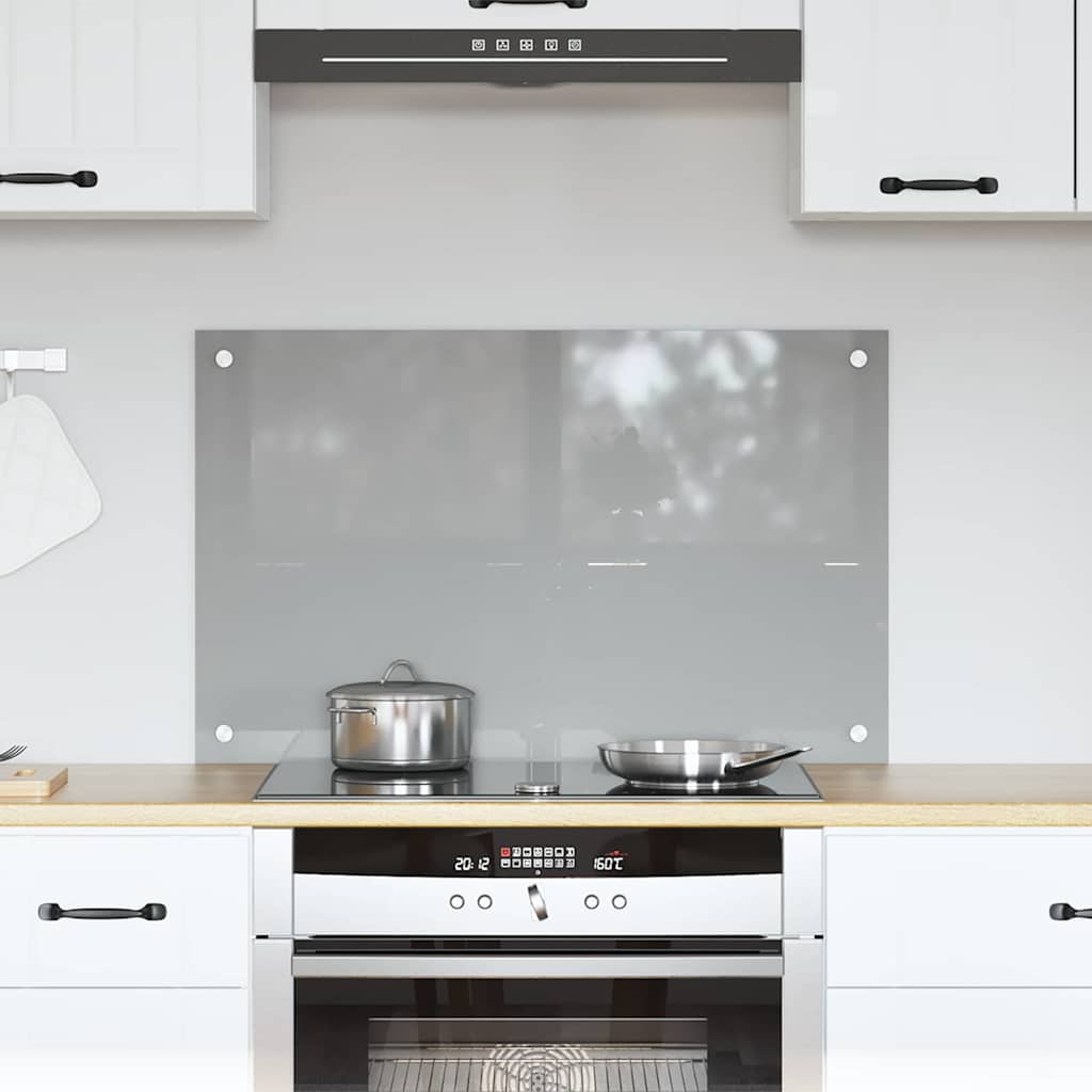 Rivestimento Da Cucina Grigio Chiaro 80 X 50 Cm Vetro Temperato