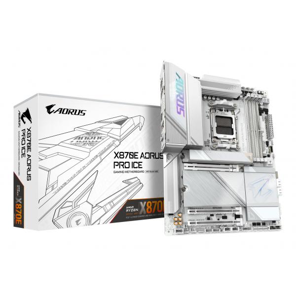 Gigabyte X870e Aorus Pro Ice Scheda Madre - Supporta Cpu Amd Ryzen 9000, 16+2+2 Fasi Vrm Digitale, Fino A 8000mhz Ddr5 (oc), 3xpcie 5.0 + 1xpcie 4.0,