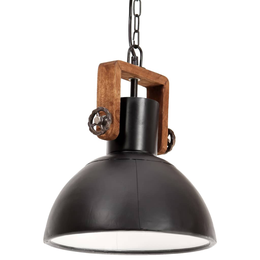 Lampada A Sospensione Industriale 25 W Nera Rotonda 30 Cm E27