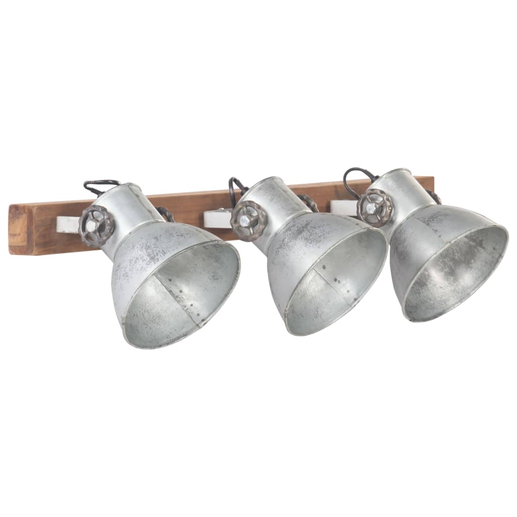 Lampada Da Parete In Stile Industriale Argento 65x25 Cm E27
