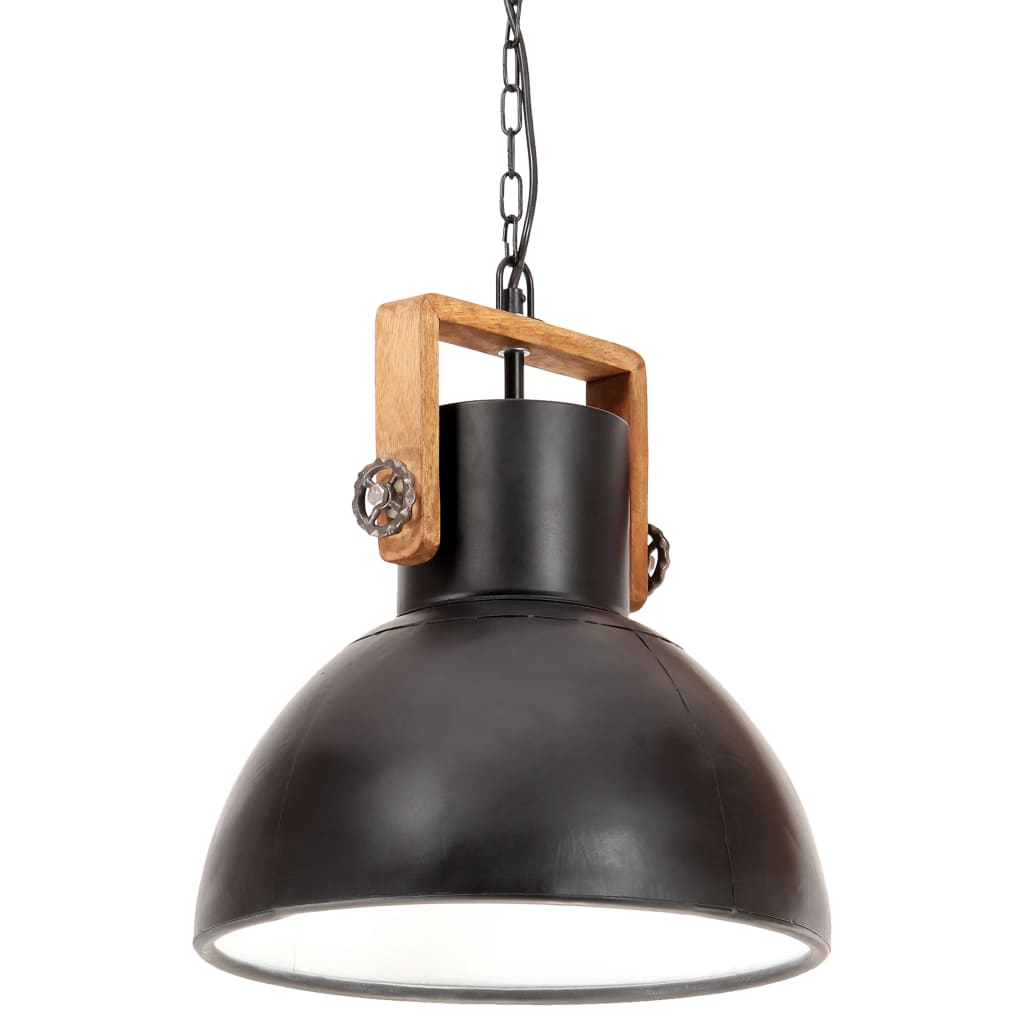 Lampada A Sospensione Industriale 25 W Nera Rotonda 40 Cm E27