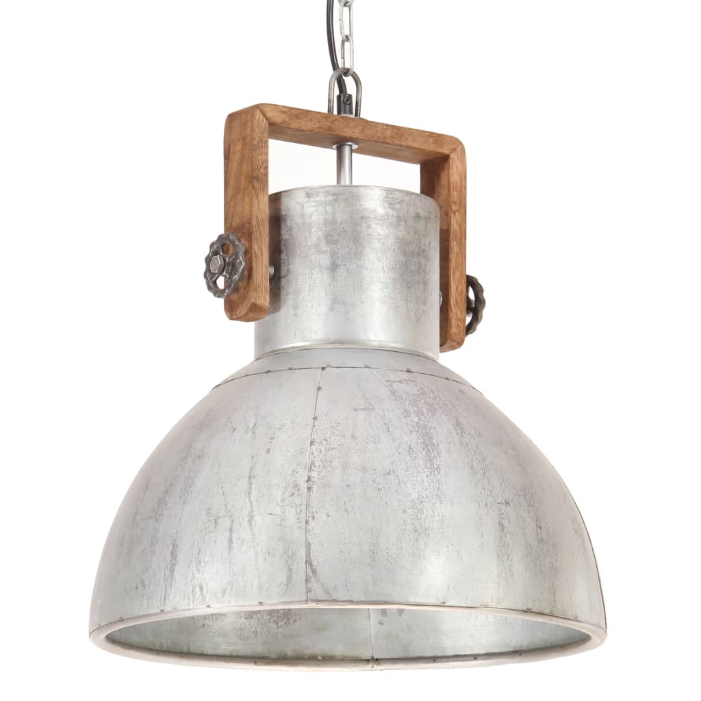 Lampada A Sospensione Industriale 25 W Argento Rotonda 40cm E27