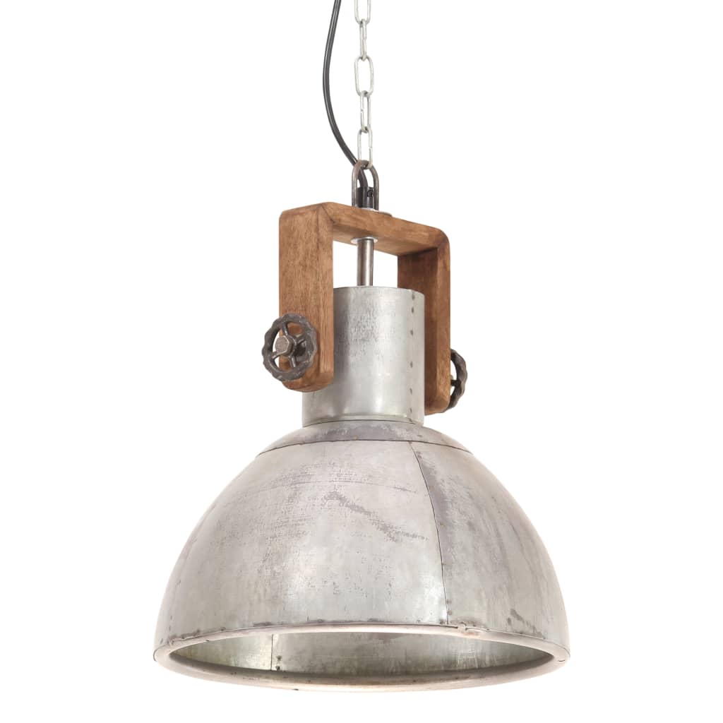 Lampada A Sospensione Industriale 25 W Argento Rotonda 30cm E27