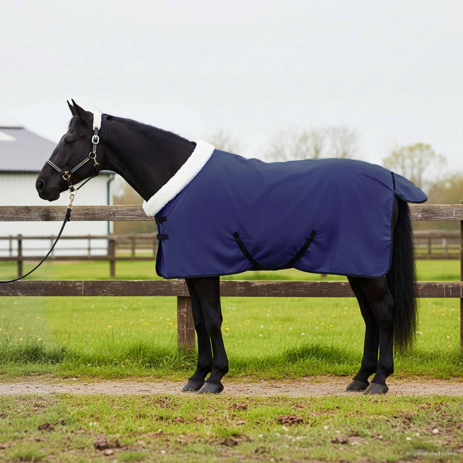 Coperta Per Cavalli Blu Navy 75 Cm Felpa In Pile