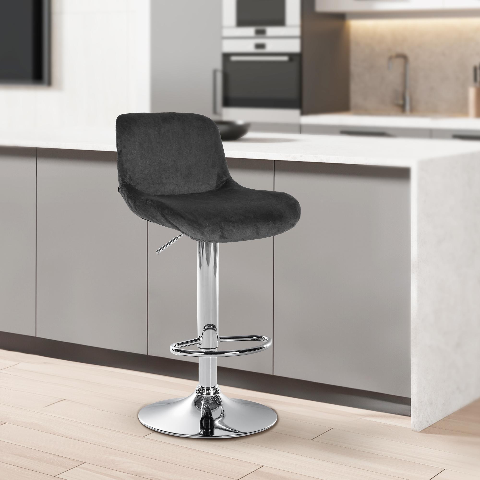 2er Set Barhocker Solon Chrom Samt - Image 5