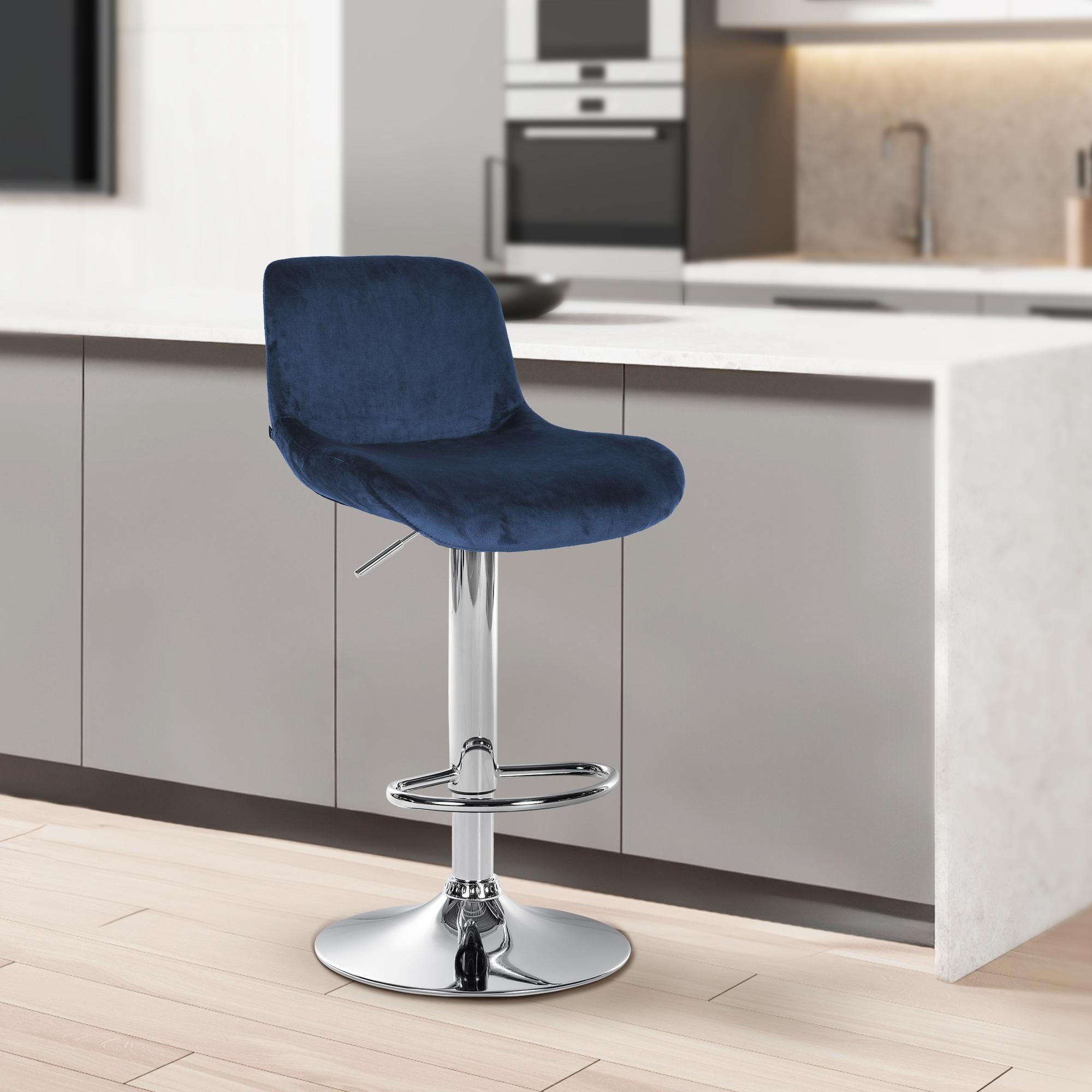 2er Set Barhocker Solon Chrom Samt - Image 5