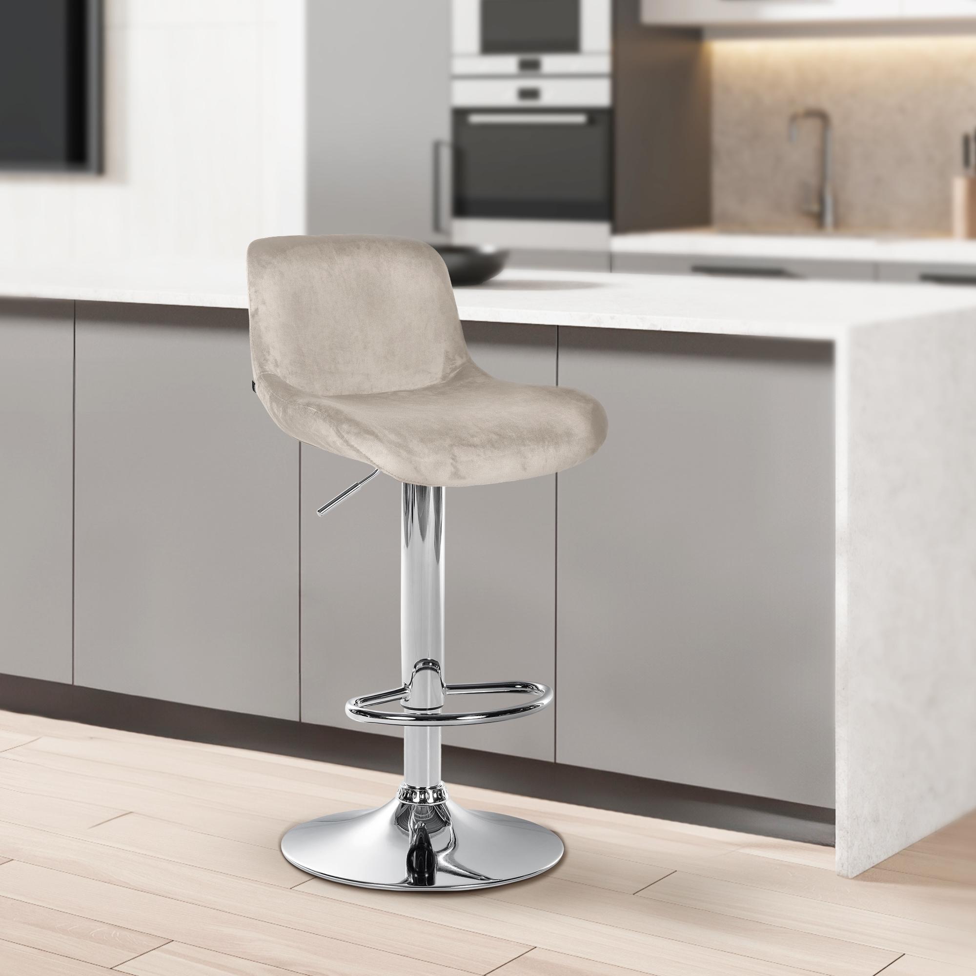 2er Set Barhocker Solon Chrom Samt - Image 5