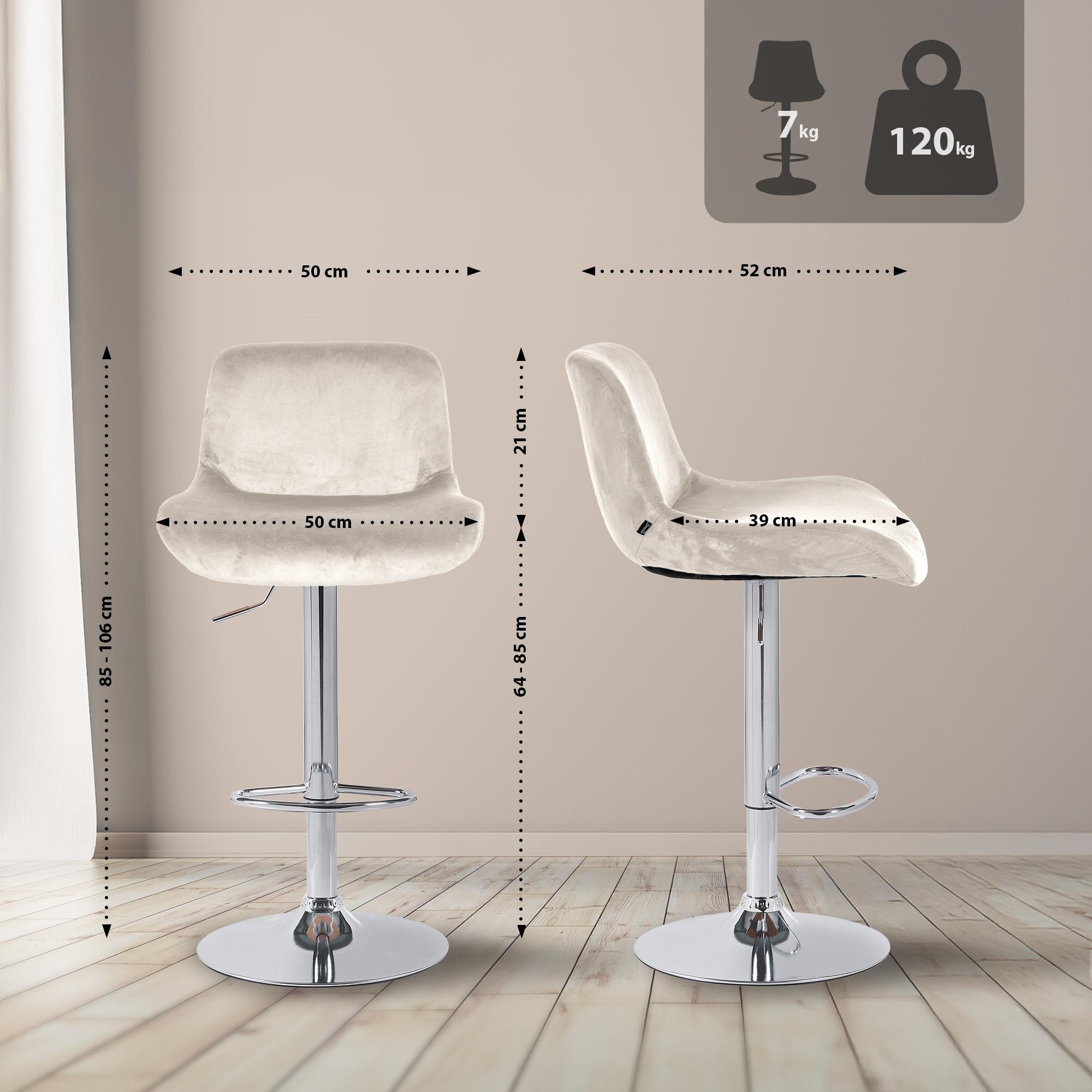 2er Set Barhocker Solon Chrom Samt - Image 6