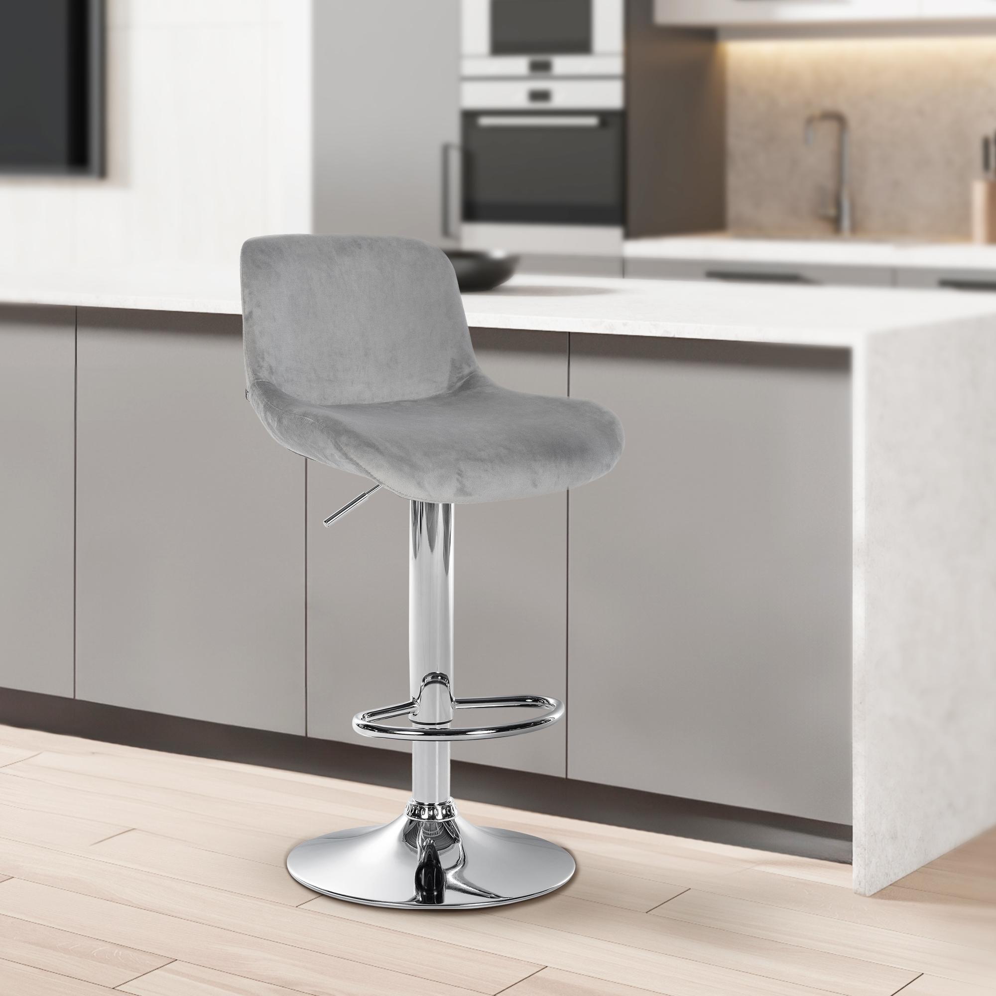 2er Set Barhocker Solon Chrom Samt - Image 5