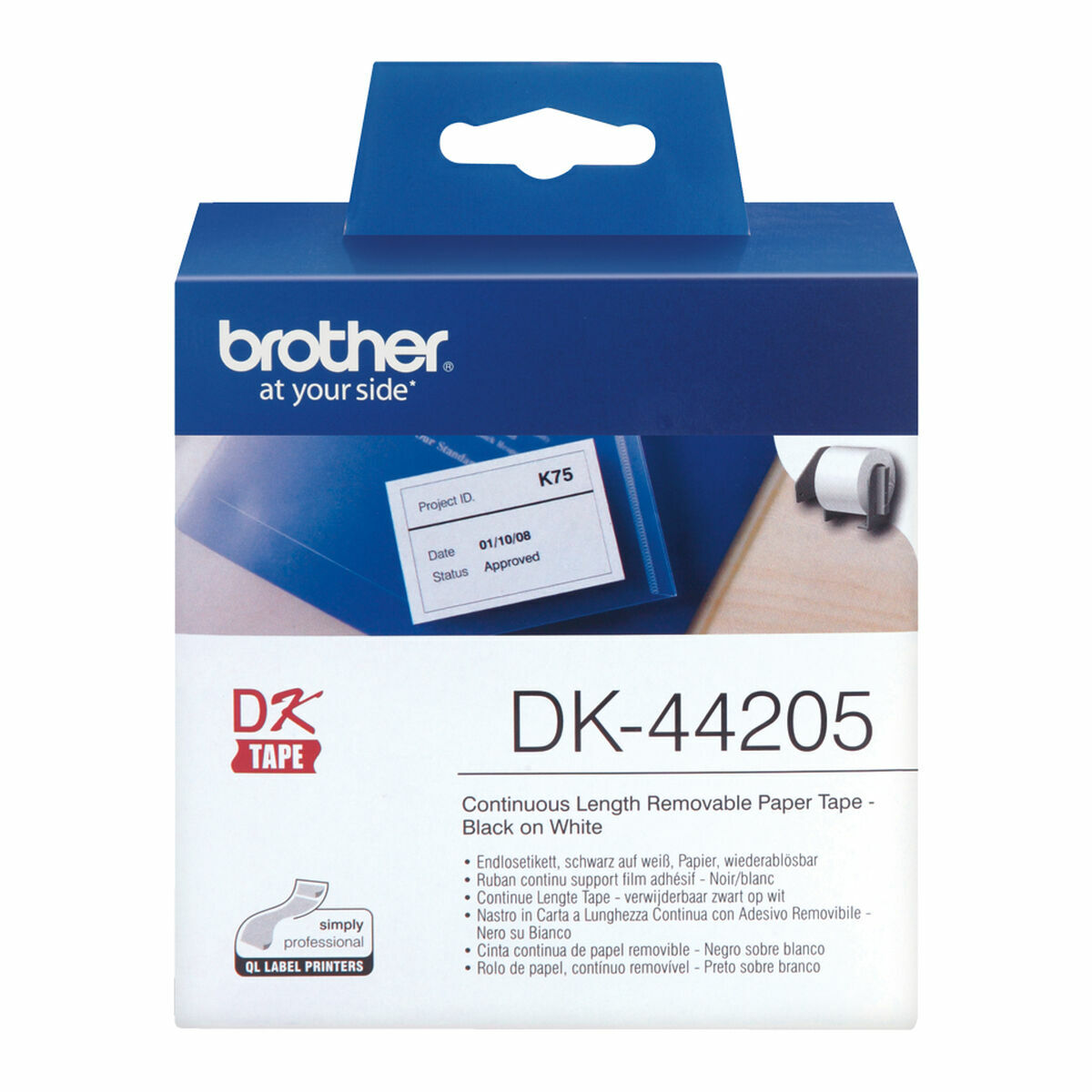 Etichette Per Stampante Brother DK-44205 62 Mm X 15,24 M Bianco Nero/bianco (2 Unità)