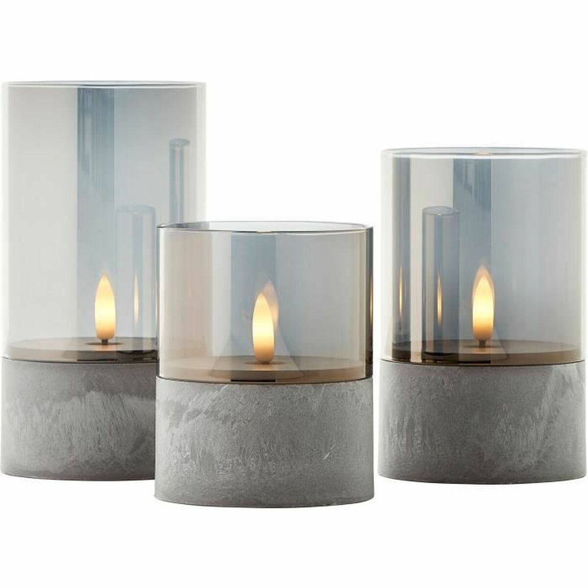 Candela Led Brilliant Grigio Metallo 3 Unità