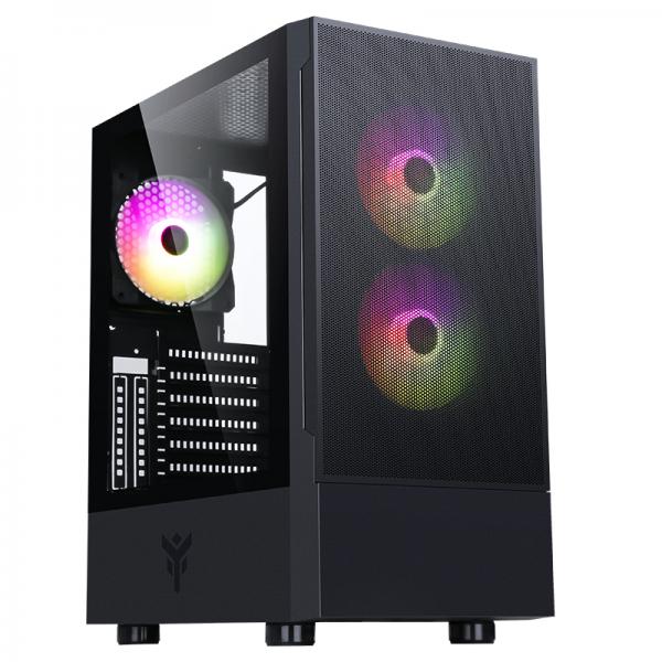 Itek Case Siisbe 3.0 - Gaming Middle Tower, 3x12cm Argb Fan, Usb3, Side Panel Temp Glass With Hinge