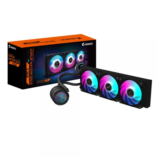 Gigabyte Aorus Waterforce Ii 360 Aio Liquid Cpu Cooler - Ventola Argb 3x120mm, Meccanismo Di Inserimento Scorrevole, DaisY-Chain, Compatibile Con Int