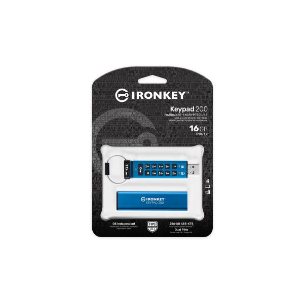 Kingston Technology Ironkey Keypad 200 Unità Flash Usb 16 Gb Usb Tipo A 3.2 Gen 1 (3.1 Gen 1) Blu - Image 3