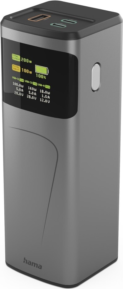 Hama Power Pack High Power, 200 W, 24000mah, 2x UsB-C, UsB-A, Schnellladen (00201743)