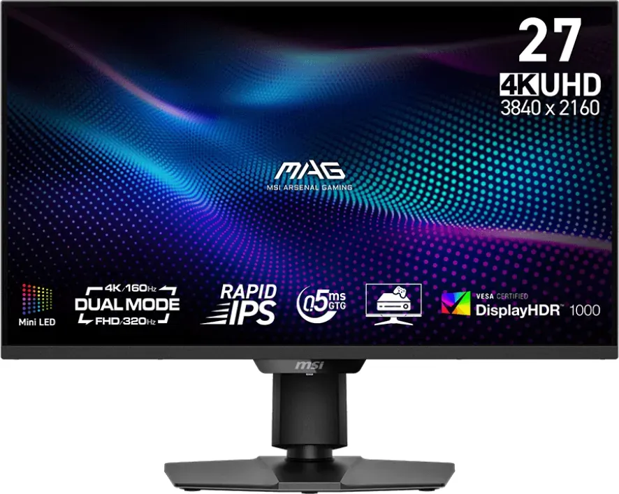Msi Mag 274updf E16m Gaming LeD-Monitor 68.6 Cm (27") - 3840 X 2160 4k Uhd (2160p) @ 160 Hz - Fast Ips - 1000 Cd/m² - 1000:1 - Displayhdr 1000 - 0.5